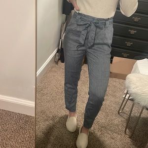 Express blue striped paper bag waist trouser